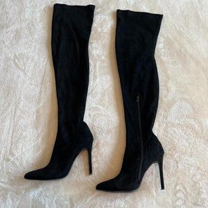 Fashion Nova Black Pointed Toe Thigh High Heels